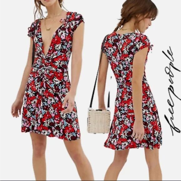 NWT Free People Key To Your Heart Floral Mini Dress. Size Large - Picture 1 of 15